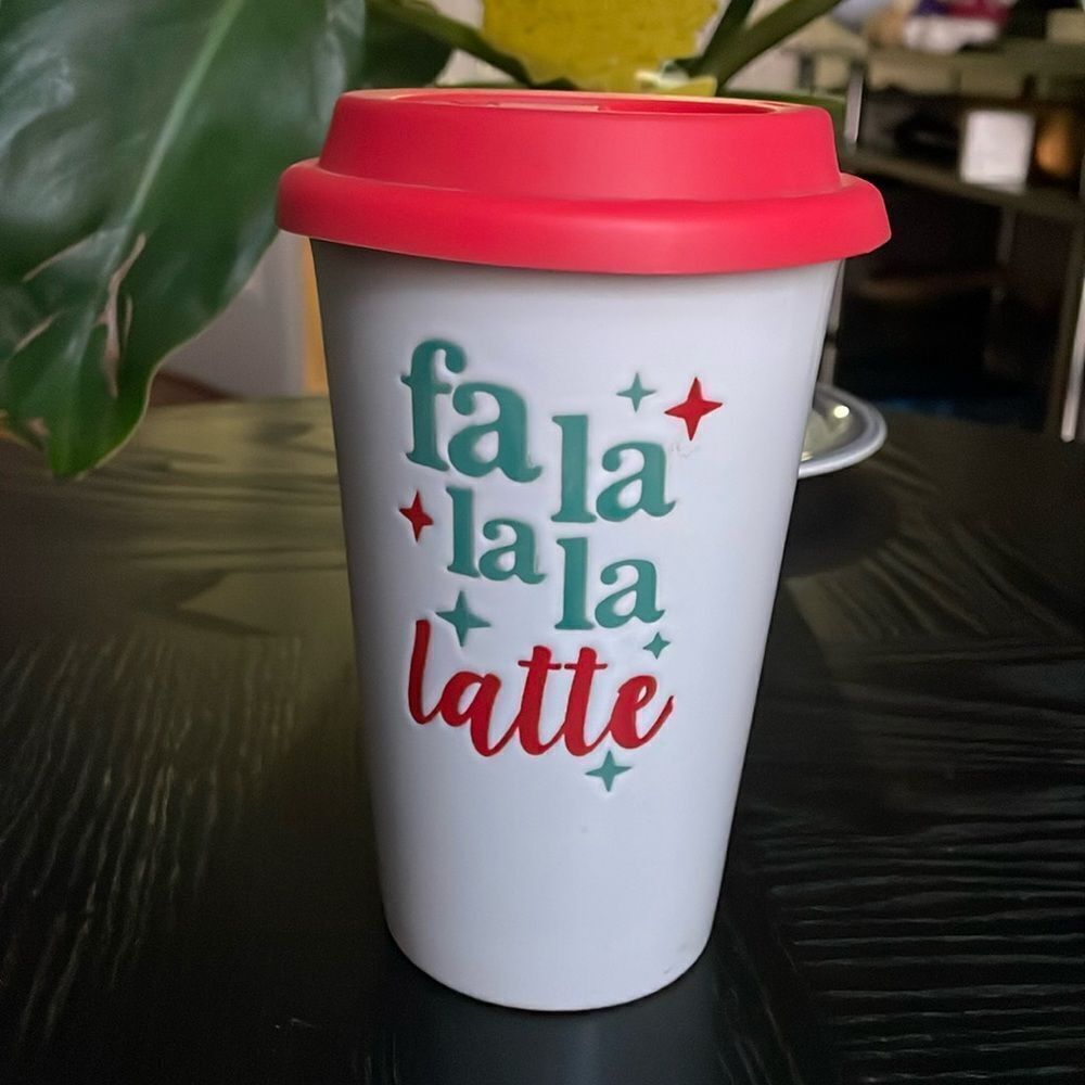 Eccolo Xmas Christmas Ceramic silicone cover hot coffee travel mug thermal